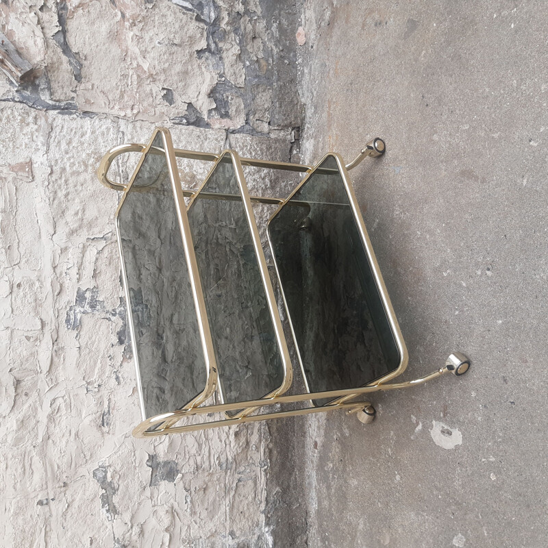 Mid century brass and glass trolley