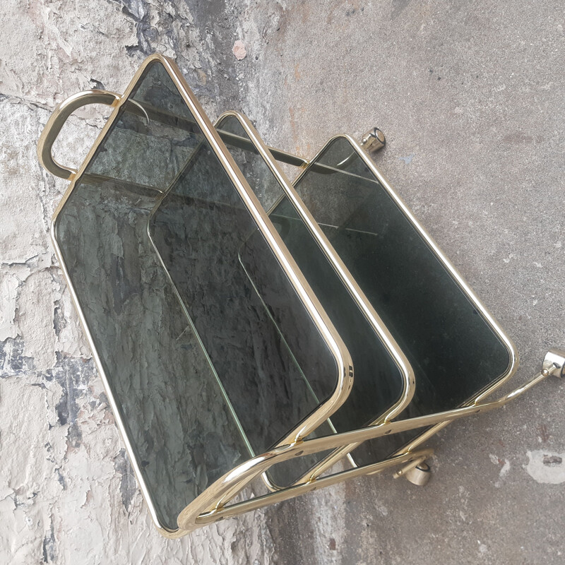 Mid century brass and glass trolley