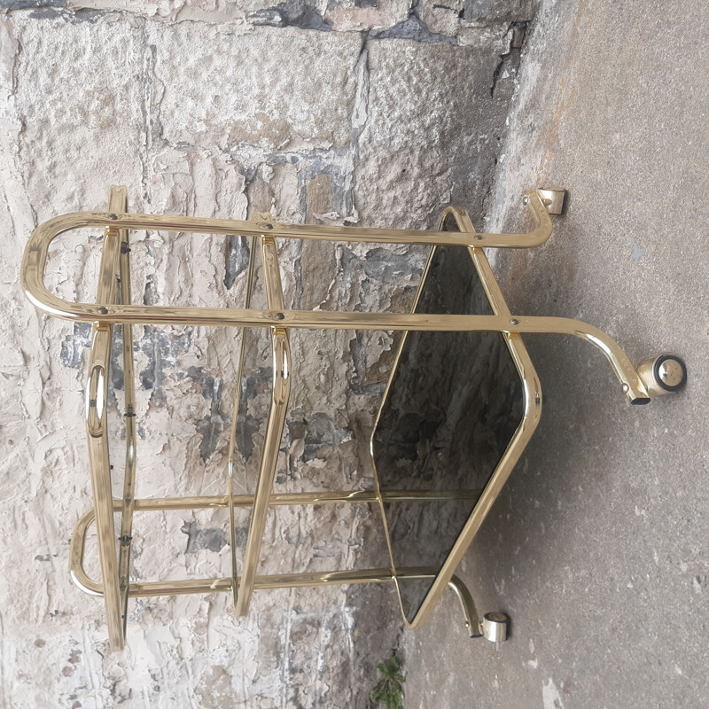 Mid century brass and glass trolley