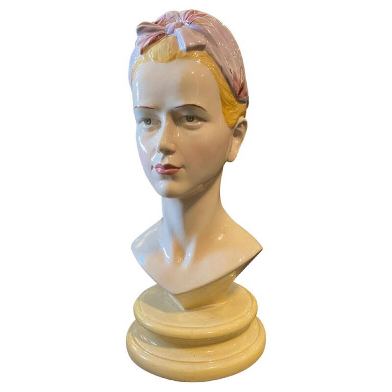 Mid-century ceramic bust of a woman by Ronzan, Italy 1968