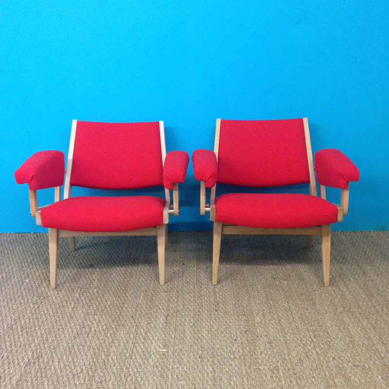 French pair of armchairs - 1950s