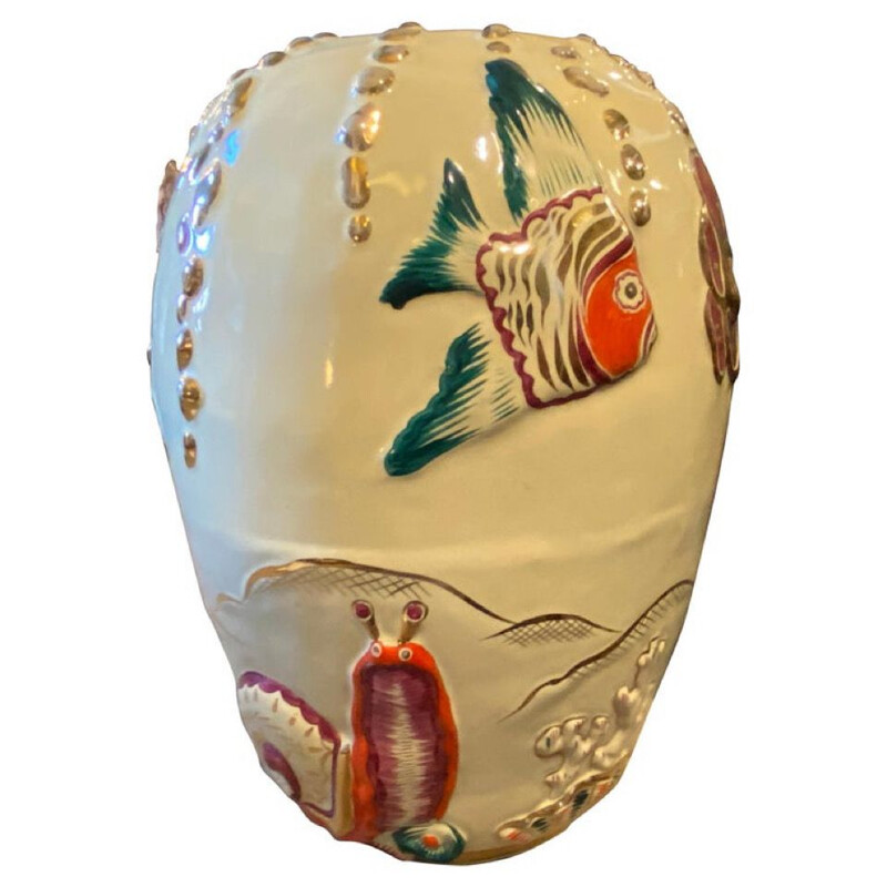 Vintage hand-crafted polycrome ceramic vase, Italy 1950s