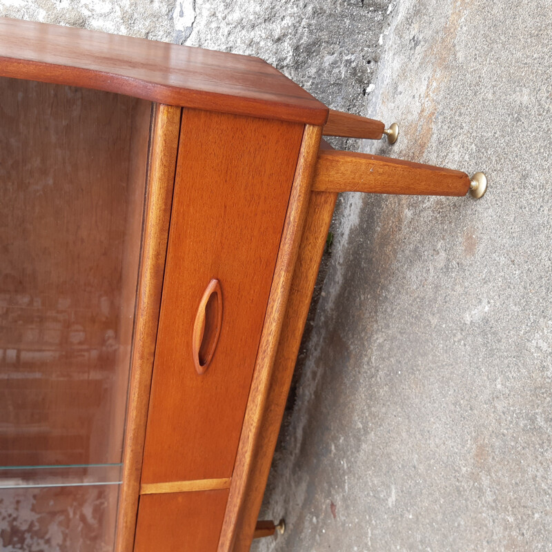 Mid century teak display cabinet