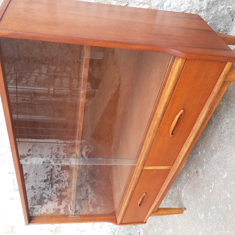 Mid century teak display cabinet