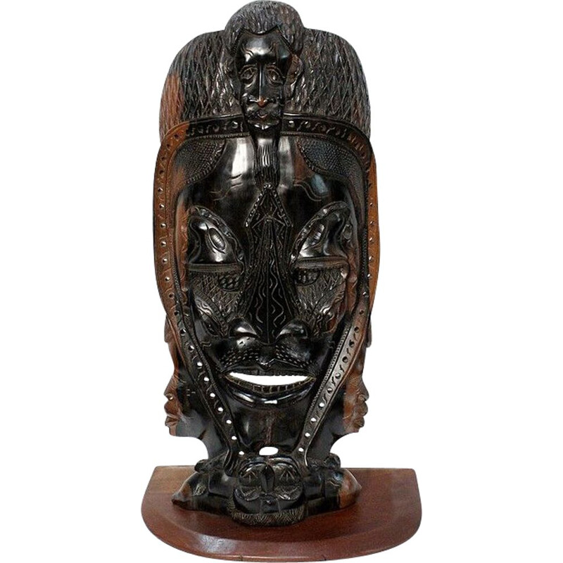 Vintage mask in ebony and wood, Central African Republic