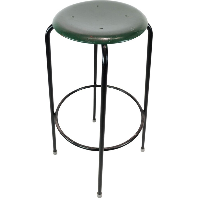 Vintage Dot stool in dark green by Arne Jacobsen for Fritz Hansen, 1950s