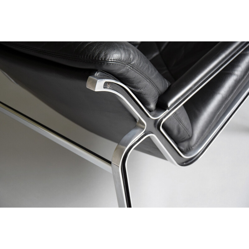 Mid-century Aluline black leather armchair by Andre VandenBeuck, 1960