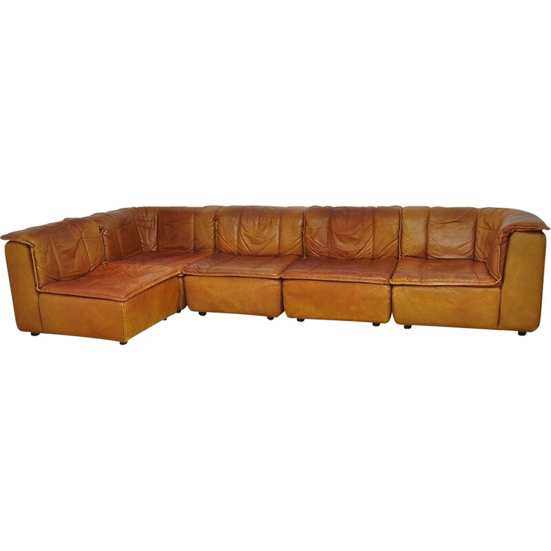 Vintage modular leather sofa, 1970s