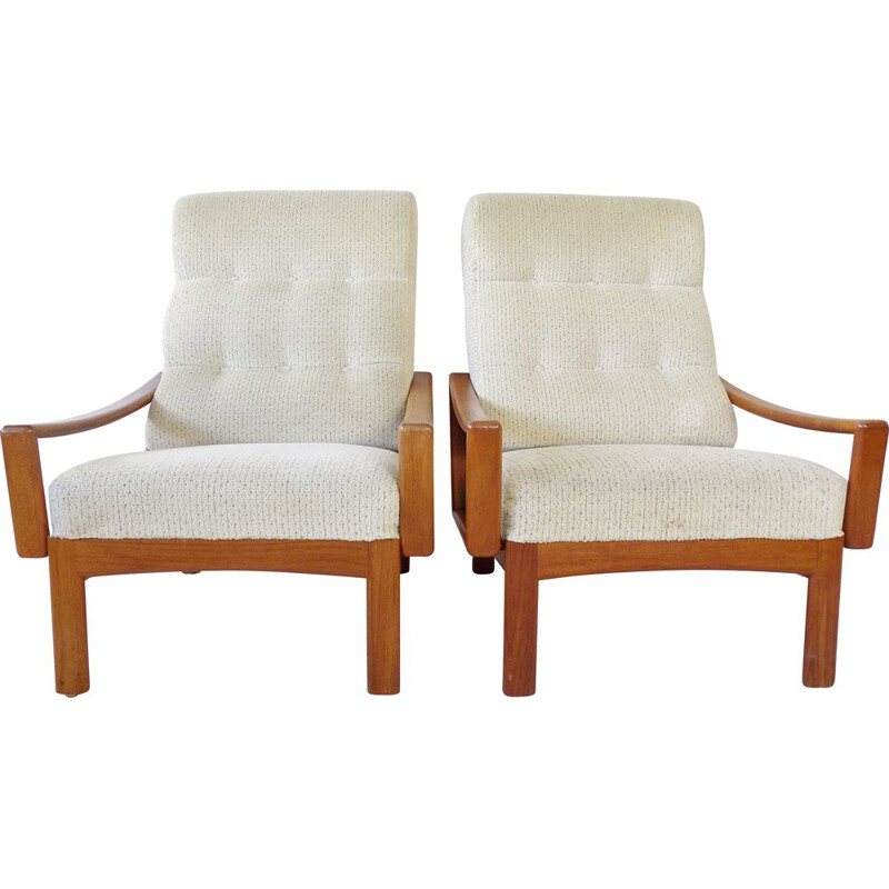 Pair of vintage teak armchairs by Grete Jalk for Glostrup, 1960s