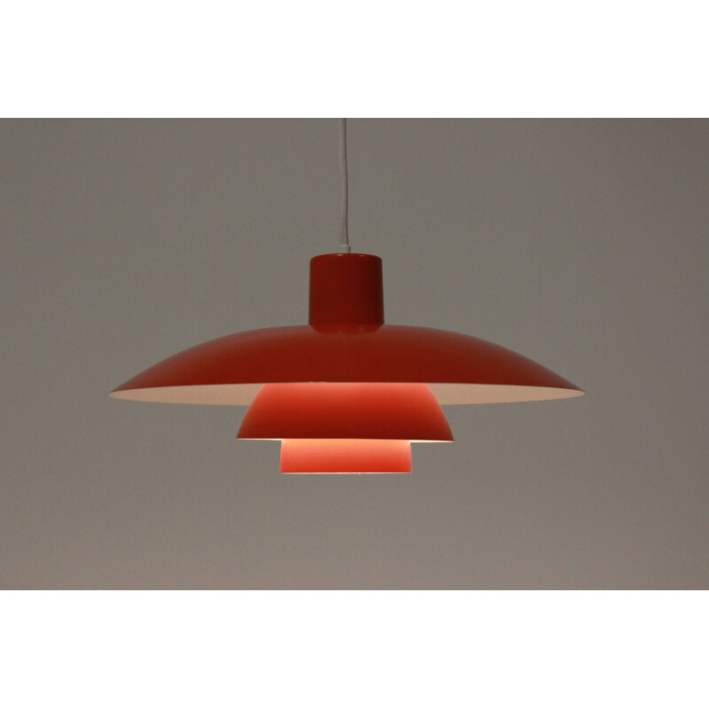 Louis Poulsen red hanging lamp in metal, P.HENNINGSEN - 1960s