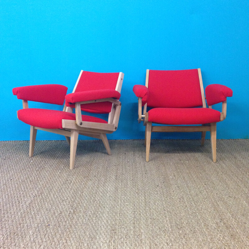 French pair of armchairs - 1950s