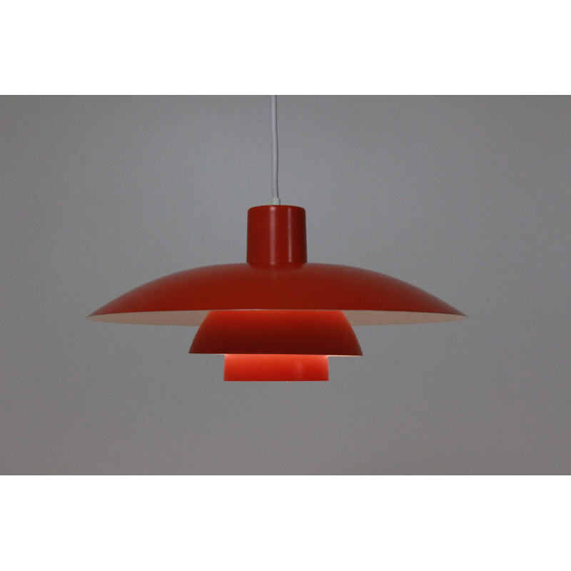 Louis Poulsen red hanging lamp in metal, P.HENNINGSEN - 1960s