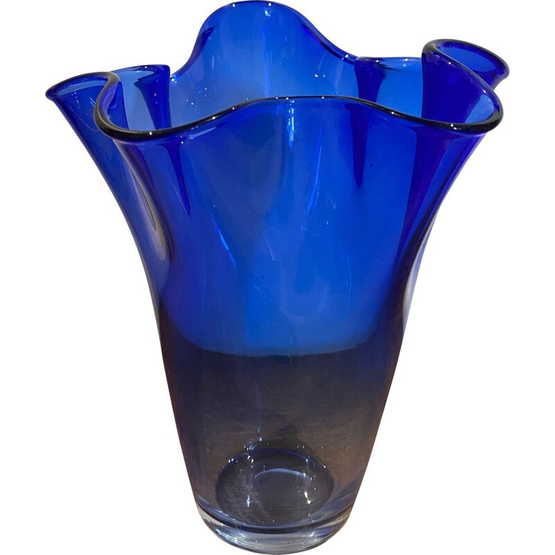 Vase mouchoir italien vintage en verre de Murano, 1980