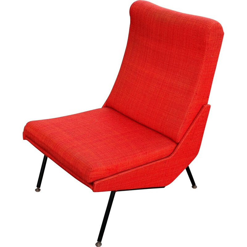 Vintage rode fauteuil van Pierre Guariche, 1958