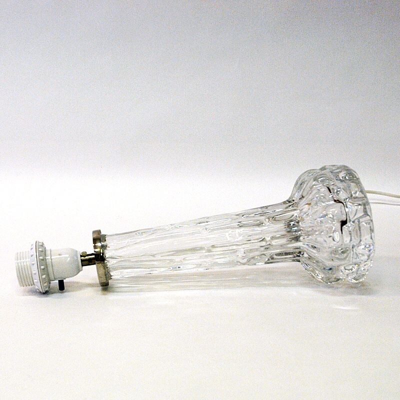 Lampe de table suédoise vintage en cristal par Carl Fagerlund pour Orrefors, 1950