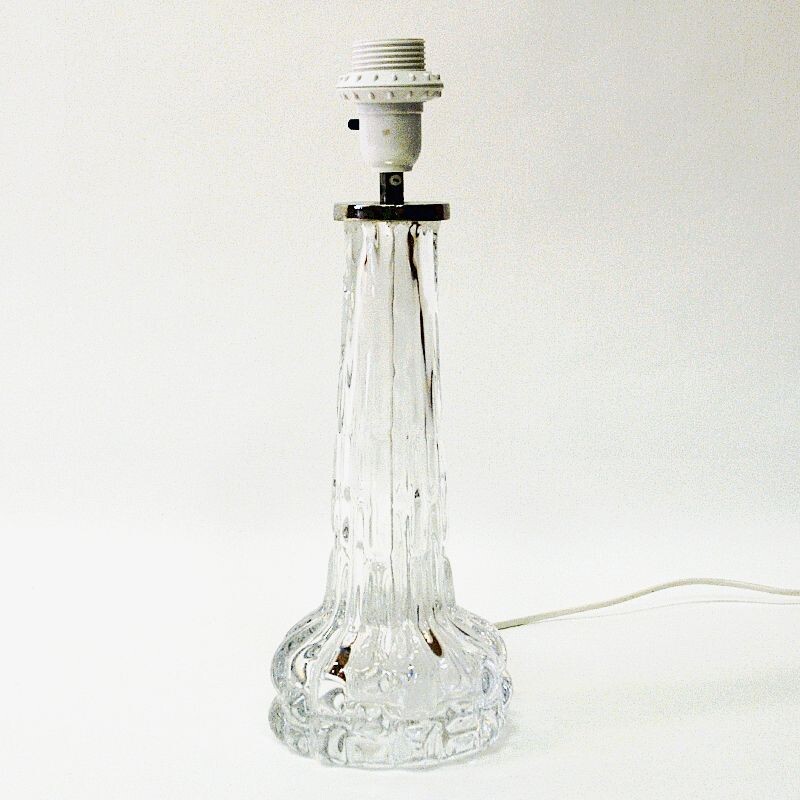 Swedish vintage crystal glass table lamp by Carl Fagerlund for Orrefors, 1950s