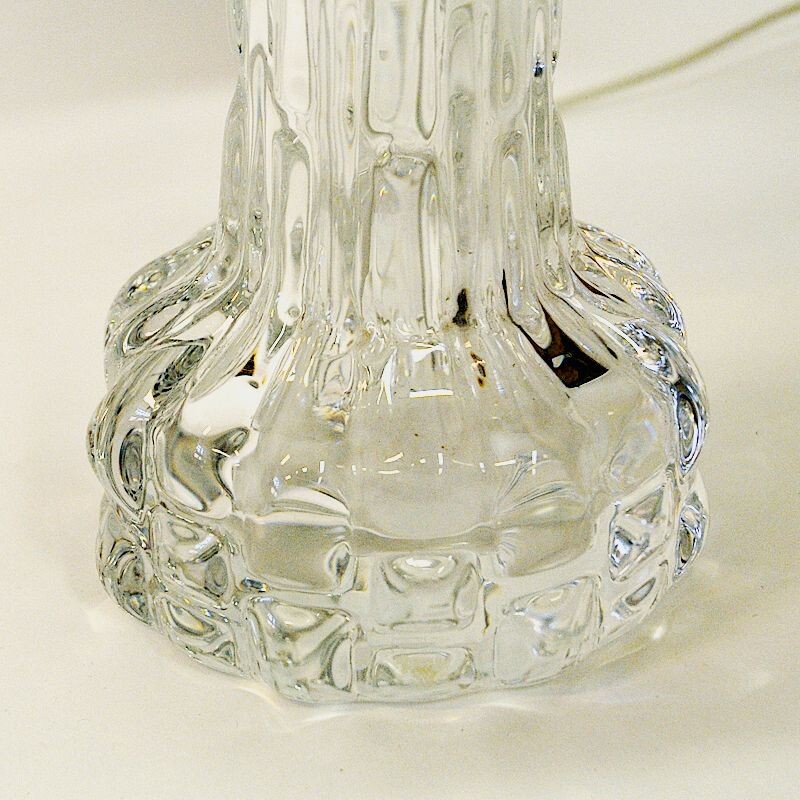 Swedish vintage crystal glass table lamp by Carl Fagerlund for Orrefors, 1950s