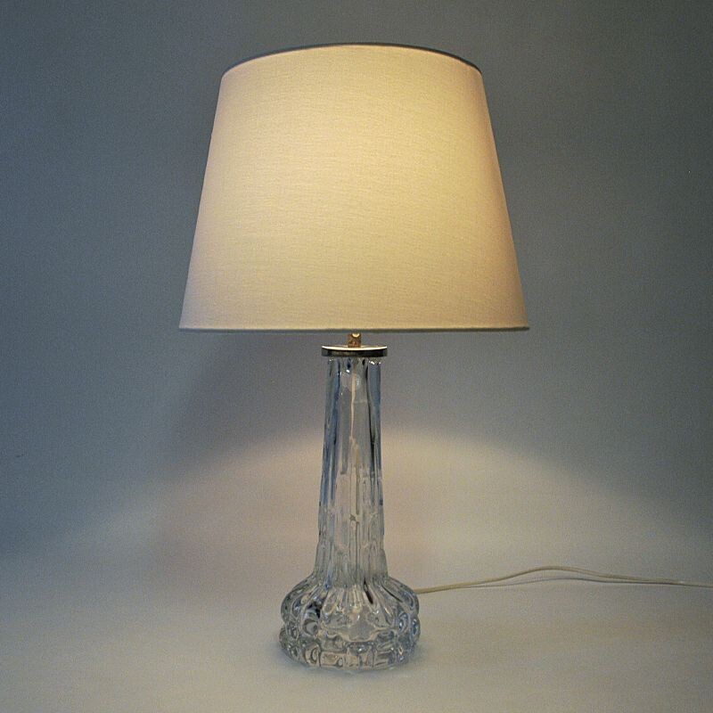 Lampe de table suédoise vintage en cristal par Carl Fagerlund pour Orrefors, 1950