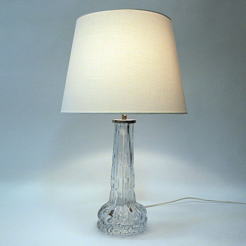 Swedish vintage crystal glass table lamp by Carl Fagerlund for Orrefors, 1950s