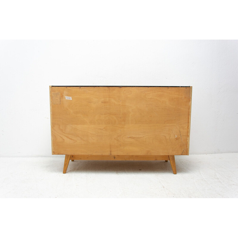 Tabouret vintage en cuir et fer, Tchécoslovaquie 1960