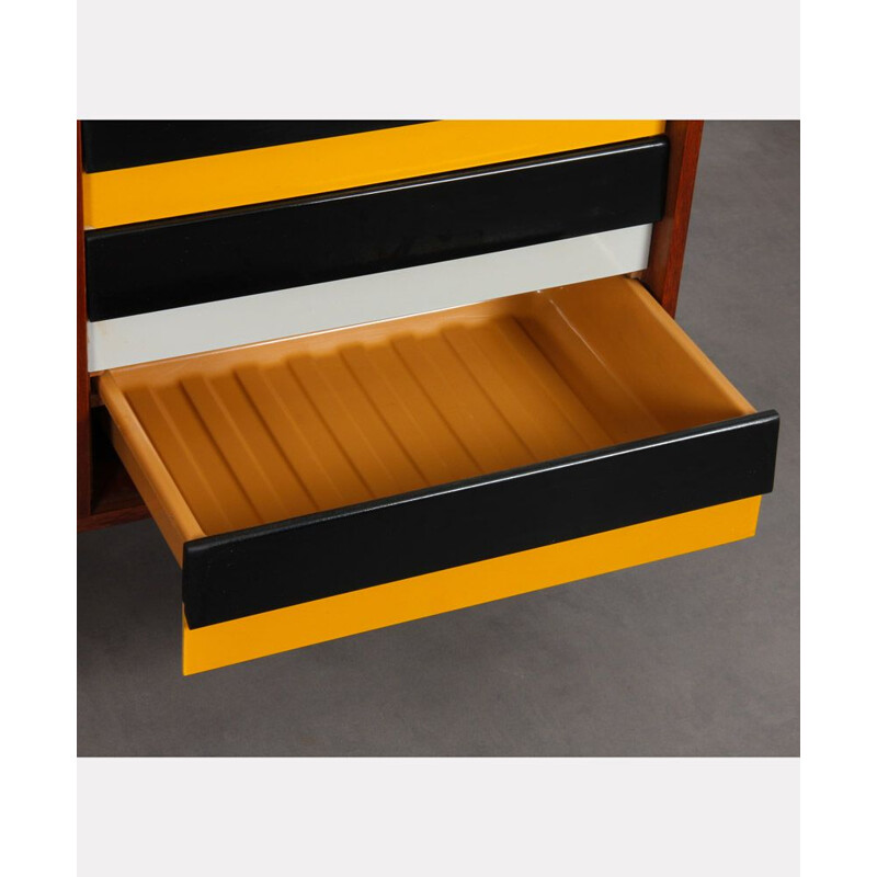 Vintage oakwood sideboard with yellow and black drawers by Jiri Jiroutek, Czech Republic 1960