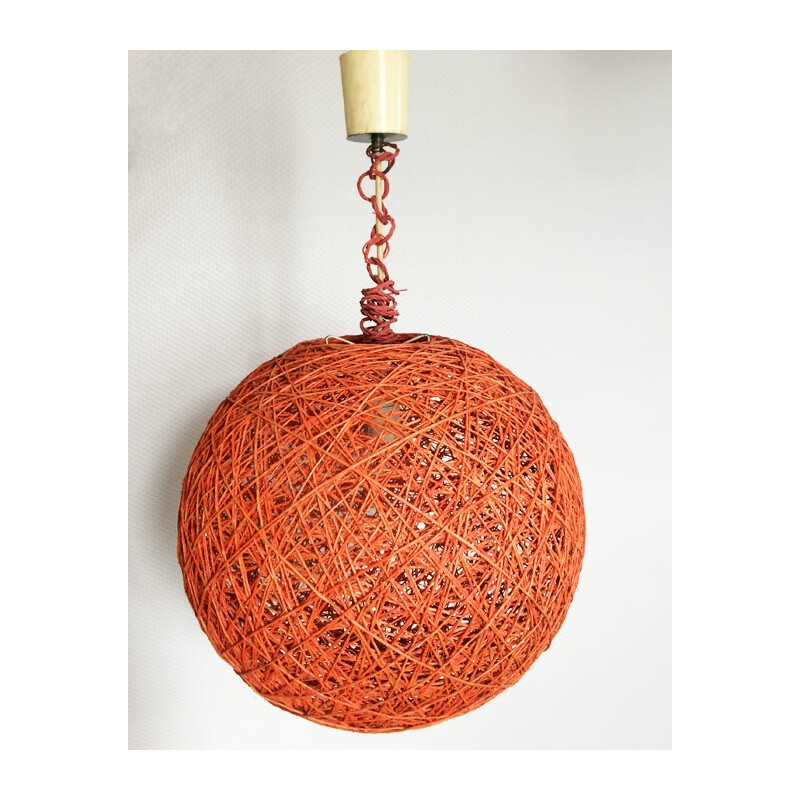 Suspension boule scandinave en tressage - 1960