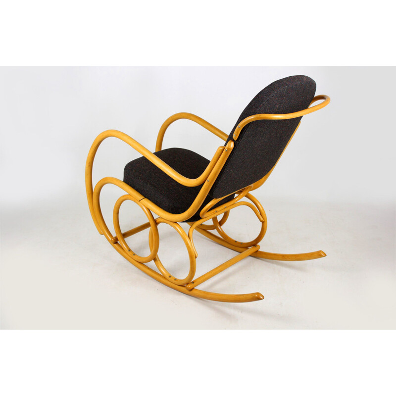 Chaise à bascule vintage en bois courbé et hêtre de TON, 1960