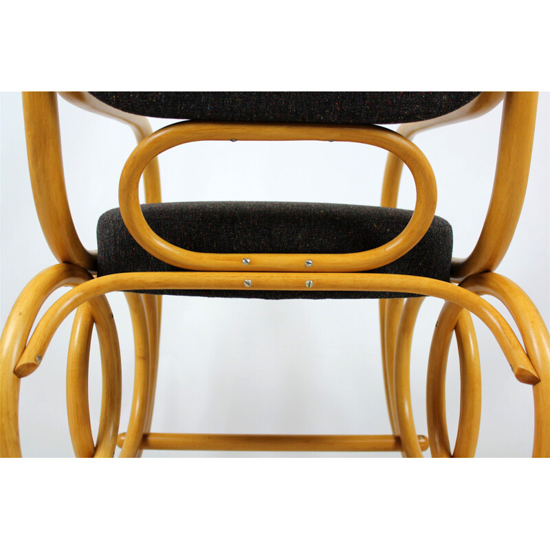Vintage schommelstoel van gebogen hout en beukenhout van TON, 1960