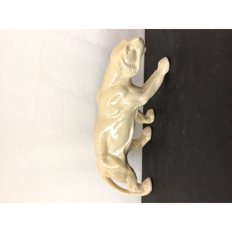 Mid century Art Deco cracked ceramic panther