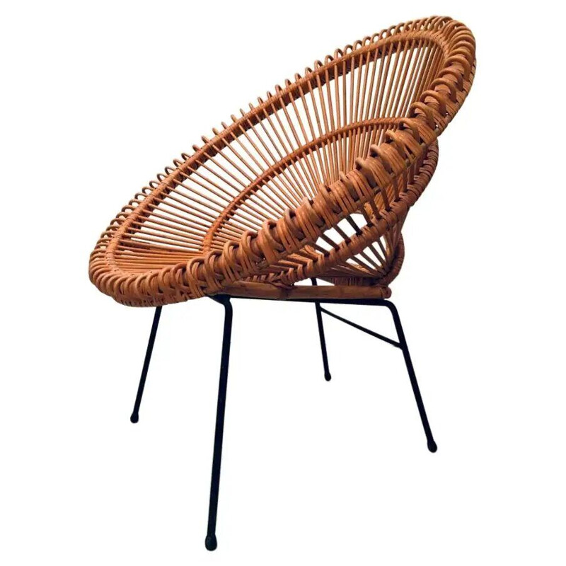 Pair of vintage Sunburst rattan chairs by Janine Abraham & Dirk Van Rol, 1960