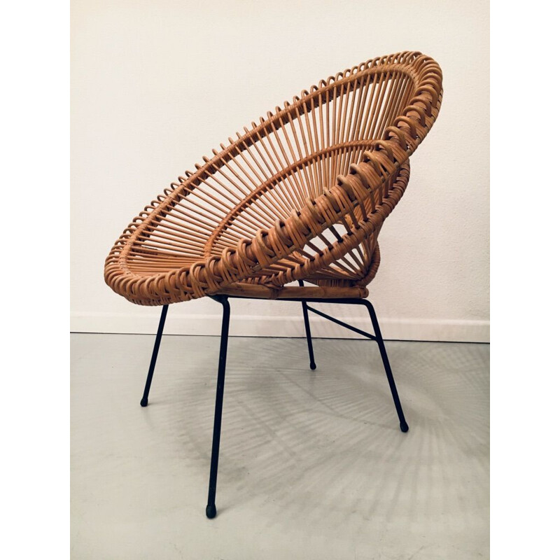 Pair of vintage Sunburst rattan chairs by Janine Abraham & Dirk Van Rol, 1960