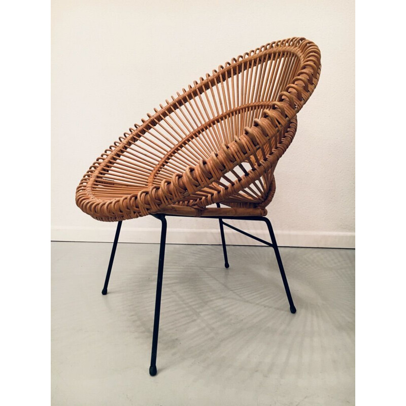Paire de chaises vintage Sunburst en rotin par Janine Abraham & Dirk Van Rol, 1960