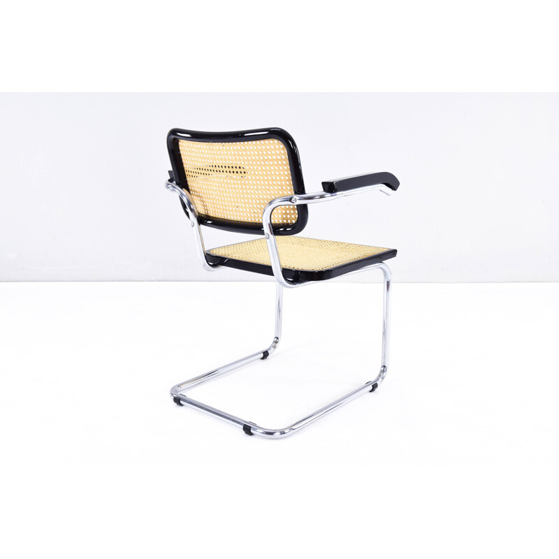 Set of 8 mid-century beech wood and tubular steel B32 Cesca chairs by Marcel Breuer, Italy 1970s