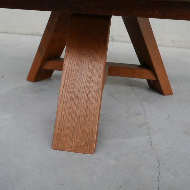 Oakwood vintage Brutalist coffee table, Belgium 1970s