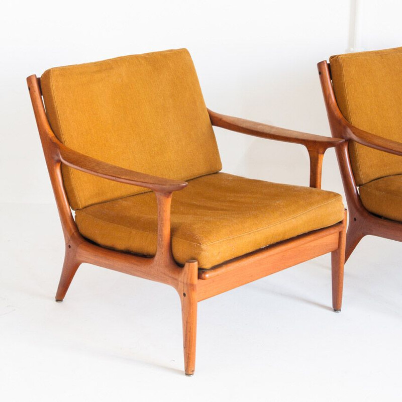 Pair of vintage Scandinavian teak armchairs by Edvard Valentinsen for Fraska, Denmark 1960