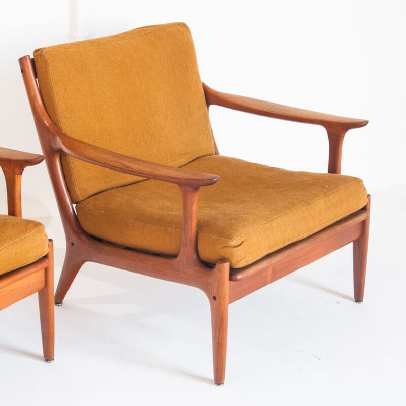Paire de fauteuils scandinaves vintage en teck par Edvard Valentinsen pour Fraska, Danemark 1960