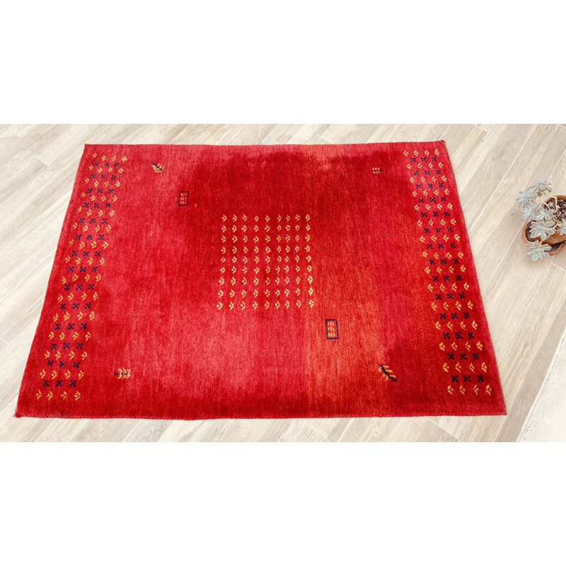 Vintage Indian rug Gabbeh 100 in wool, 1980-1990