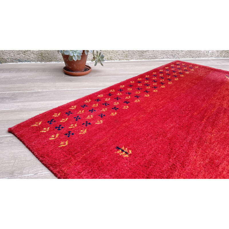 Vintage Indian rug Gabbeh 100 in wool, 1980-1990