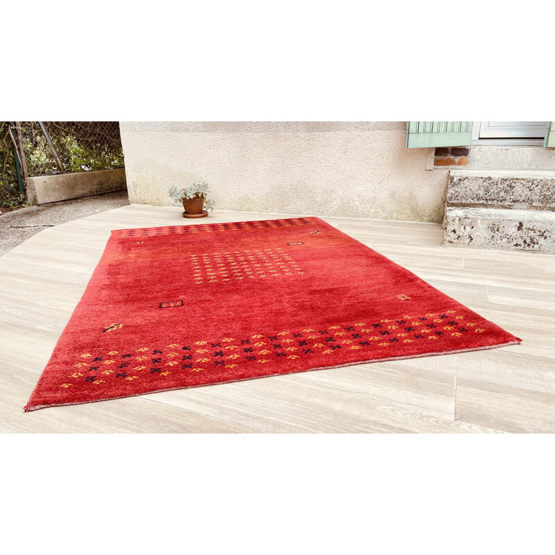 Vintage Indian rug Gabbeh 100 in wool, 1980-1990