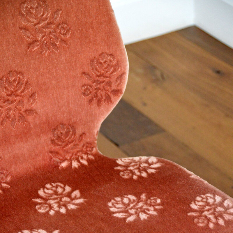 Set of 4 vintage pink velvet and teak chairs by Louis Van Teeffelen for Webe, 1960s