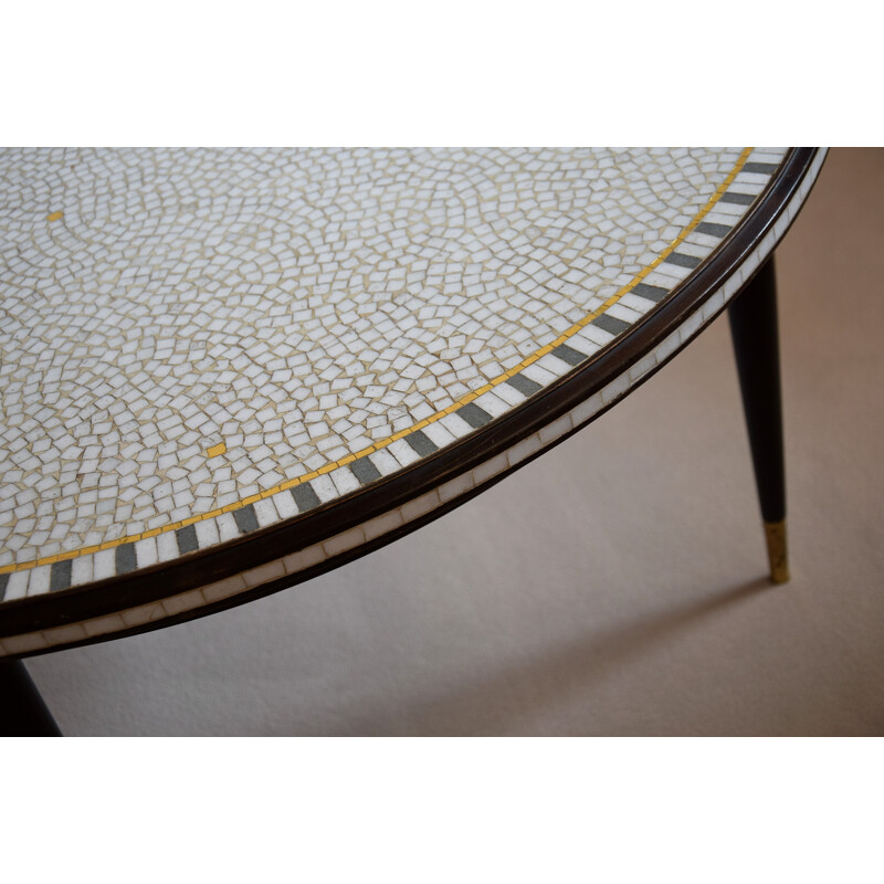 Glass mosaic mid-century round coffee table by Berthold Muller, 1960