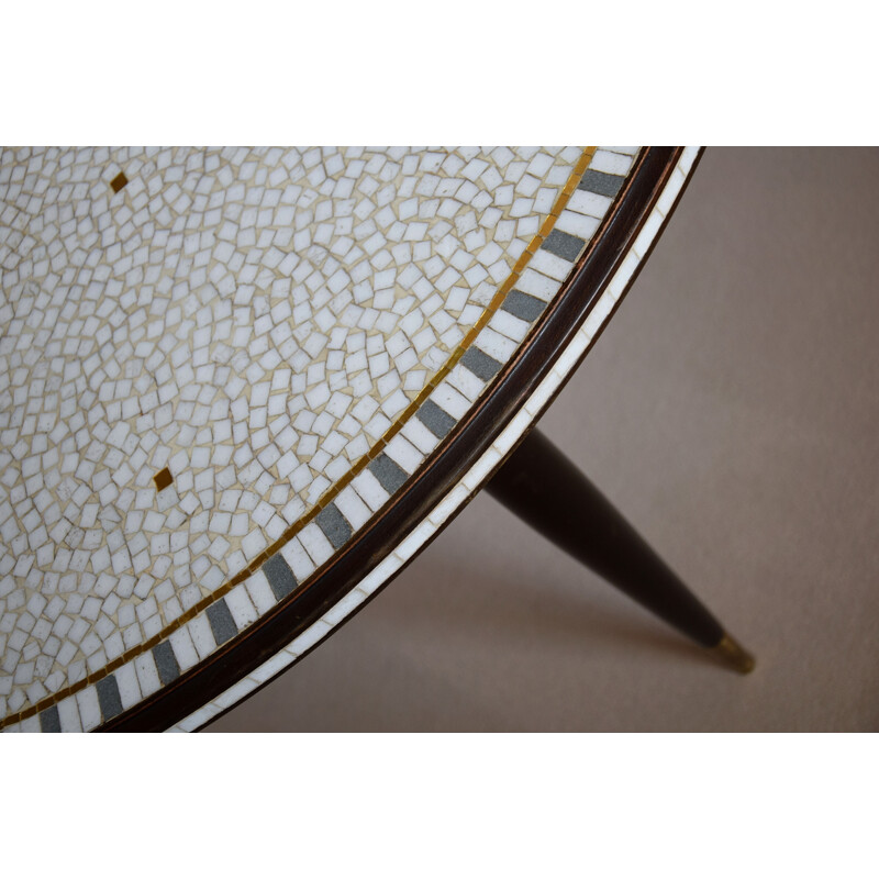 Glass mosaic mid-century round coffee table by Berthold Muller, 1960