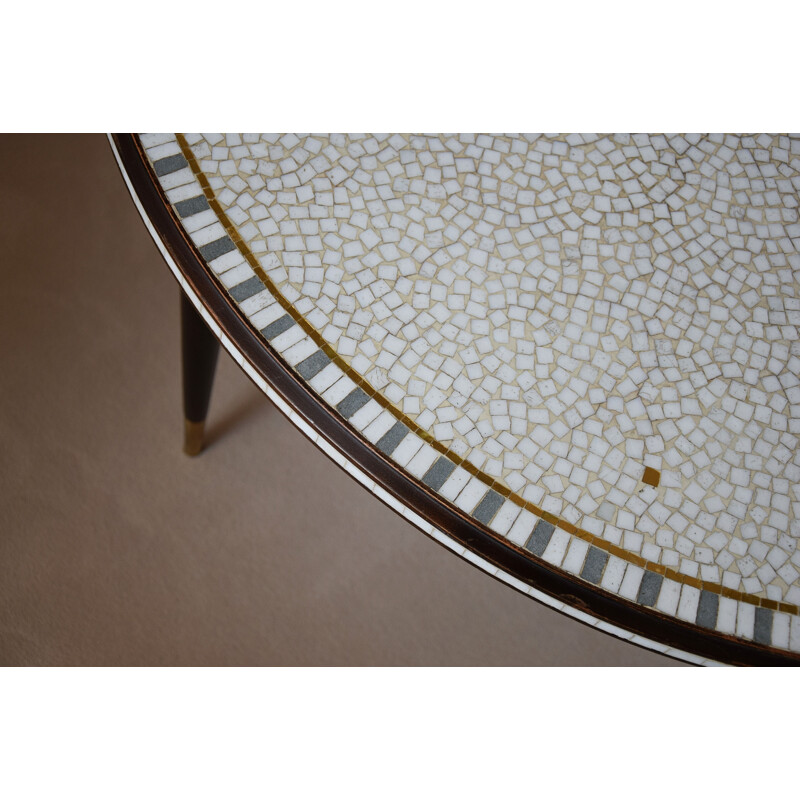 Glass mosaic mid-century round coffee table by Berthold Muller, 1960