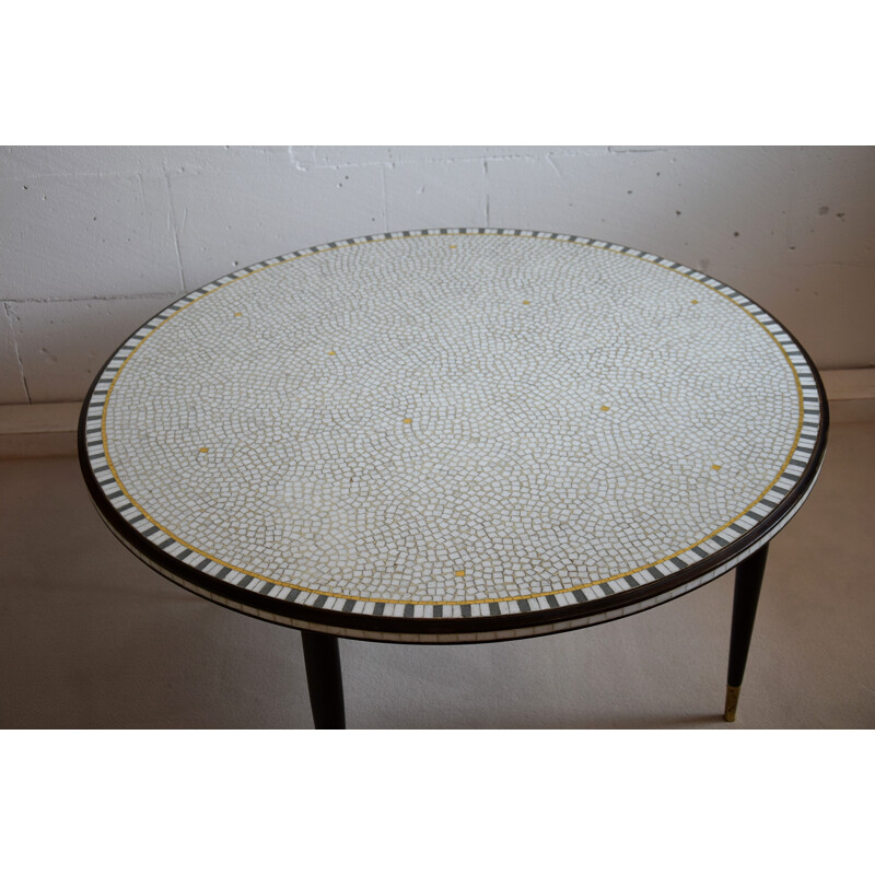 Glass mosaic mid-century round coffee table by Berthold Muller, 1960