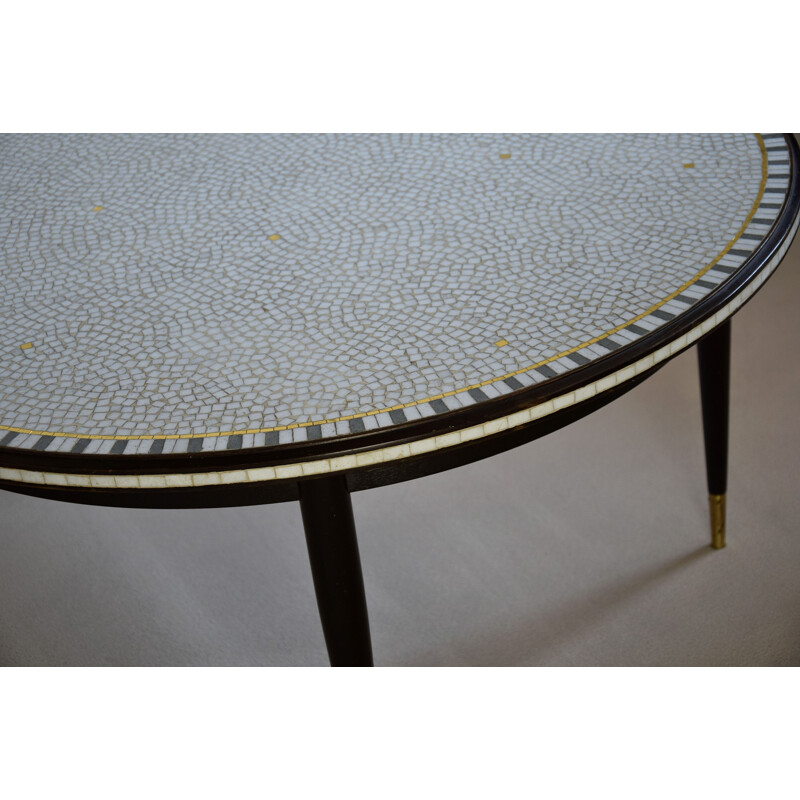 Glass mosaic mid-century round coffee table by Berthold Muller, 1960