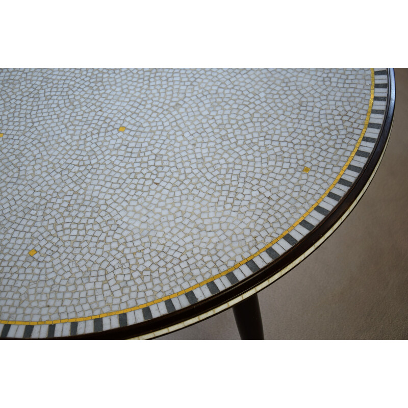 Glass mosaic mid-century round coffee table by Berthold Muller, 1960