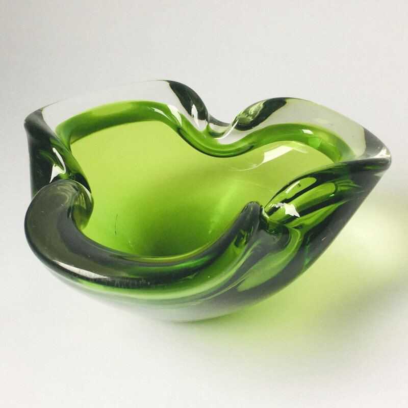 Vintage Sommerso Murano glass ashtray, Italy 1960s