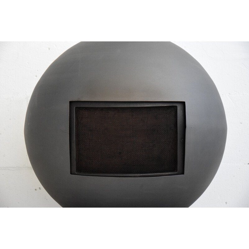 Vintage spherical fireplace in heavy steel by Dries Kreijkamp, Netherlands 1960