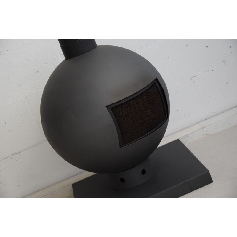 Vintage spherical fireplace in heavy steel by Dries Kreijkamp, Netherlands 1960