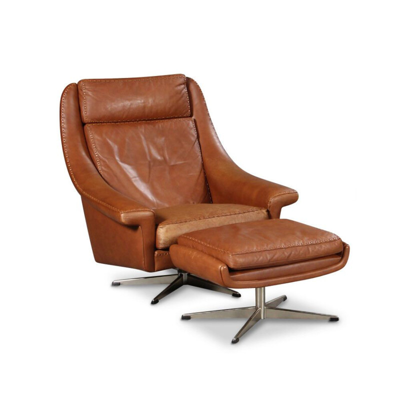 Vintage Danish swivel lounge chair & ottoman by Aage Christiansen for Erhardsen & Anderesen, 1960s